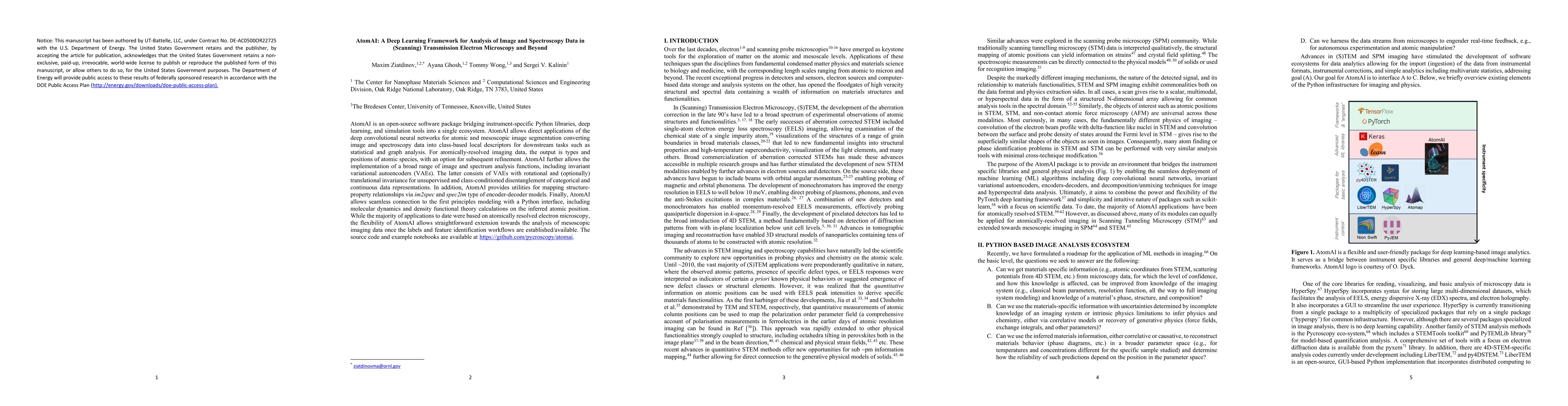 Thumbnail for AtomAI: A Deep Learning Framework for Analysis of Image and Spectroscopy
  Data in (Scanning) Transmission Electron Microscopy and Beyond