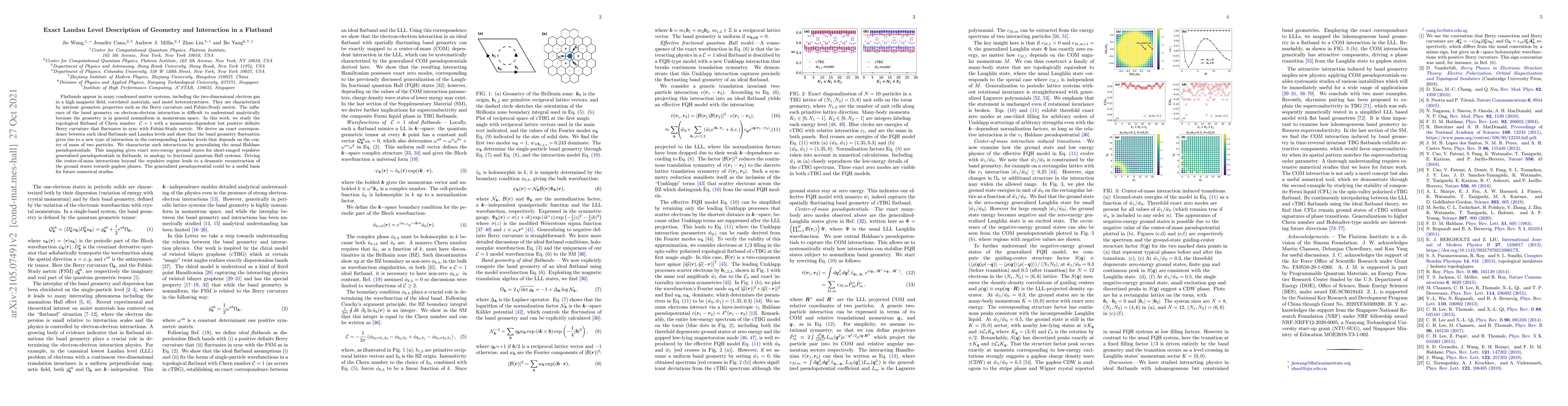 Thumbnail for Exact Landau Level Description of Geometry and Interaction in a Flatband