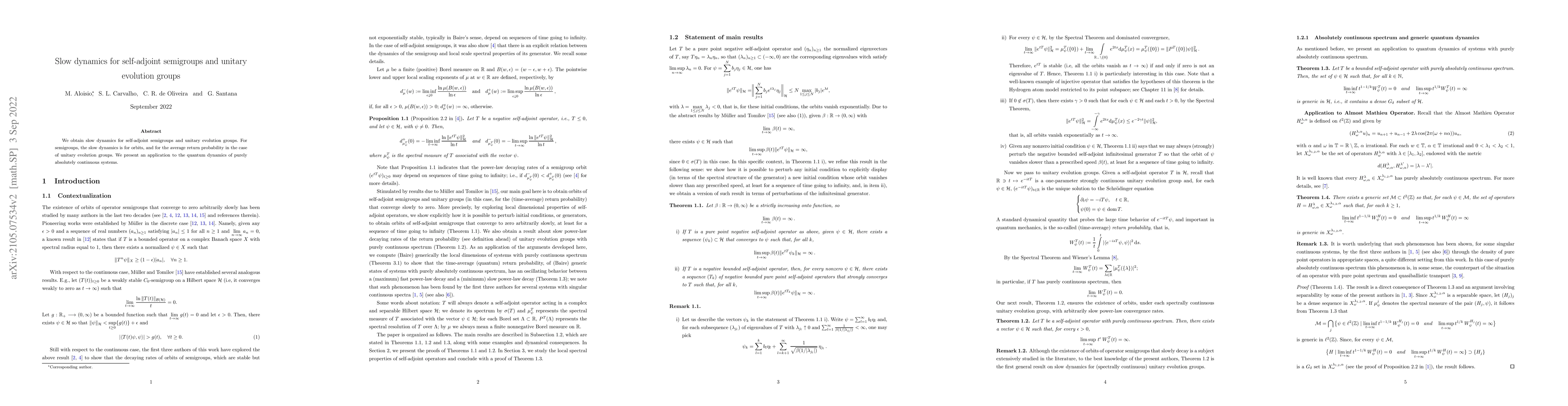 Thumbnail for Slow dynamics for self-adjoint semigroups and unitary evolution groups