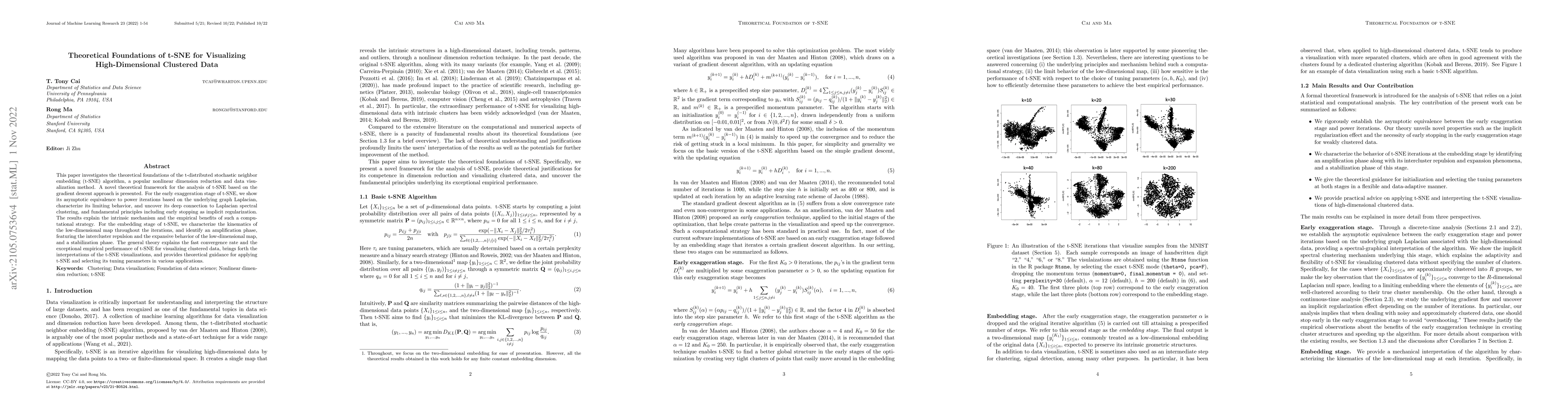 Thumbnail for Theoretical Foundations of t-SNE for Visualizing High-Dimensional
  Clustered Data