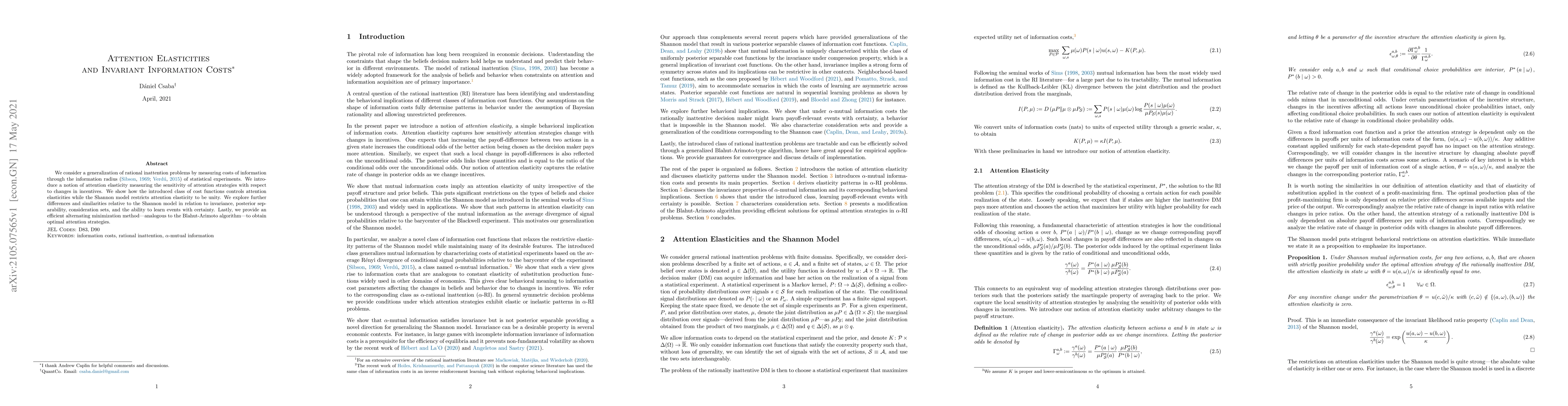 Thumbnail for Attention elasticities and invariant information costs