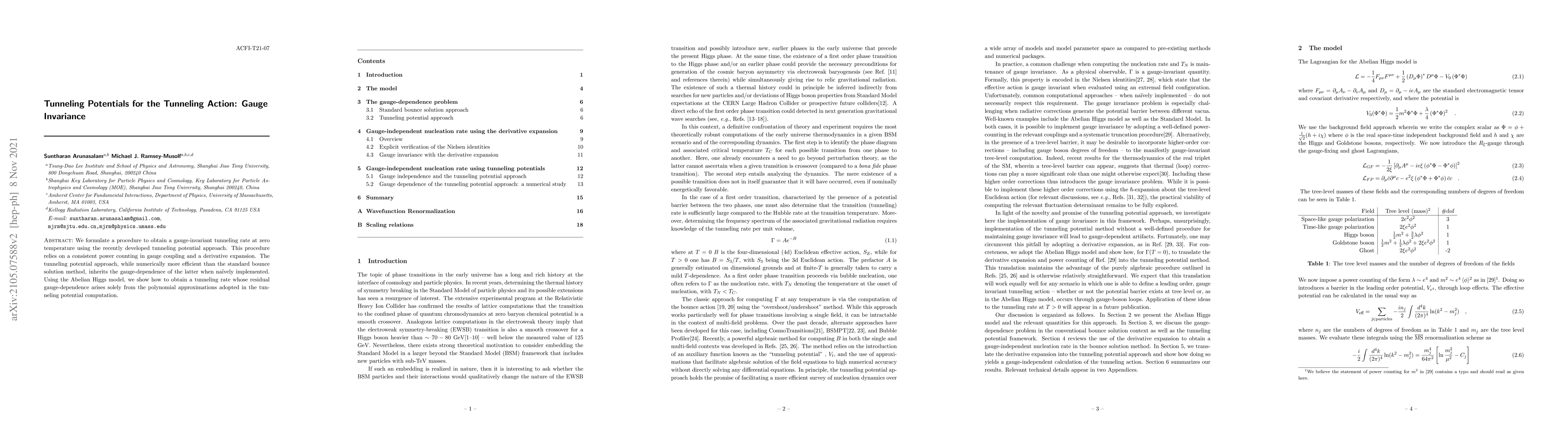 Thumbnail for Tunneling Potentials for the Tunneling Action: Gauge Invariance