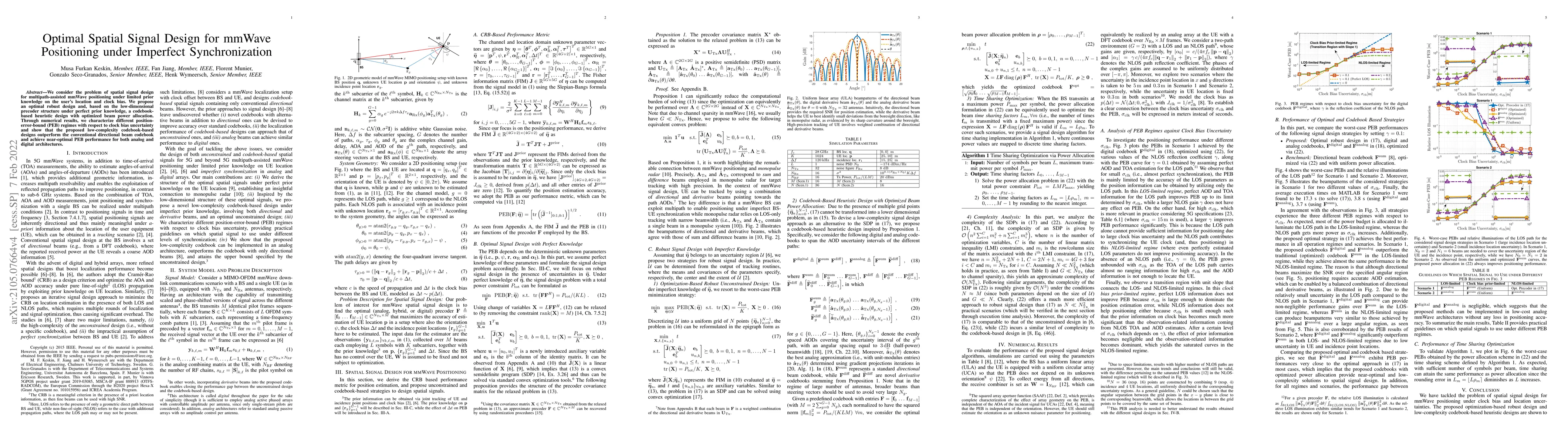Thumbnail for Optimal Spatial Signal Design for mmWave Positioning under Imperfect
  Synchronization