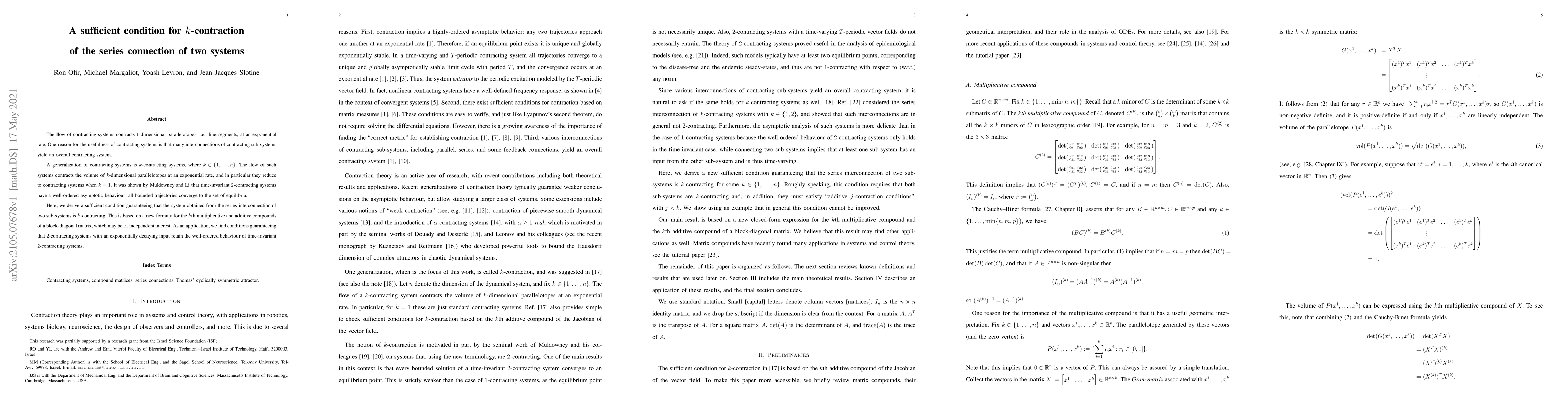 Thumbnail for A sufficient condition for $k$-contraction of the series connection of
  two systems