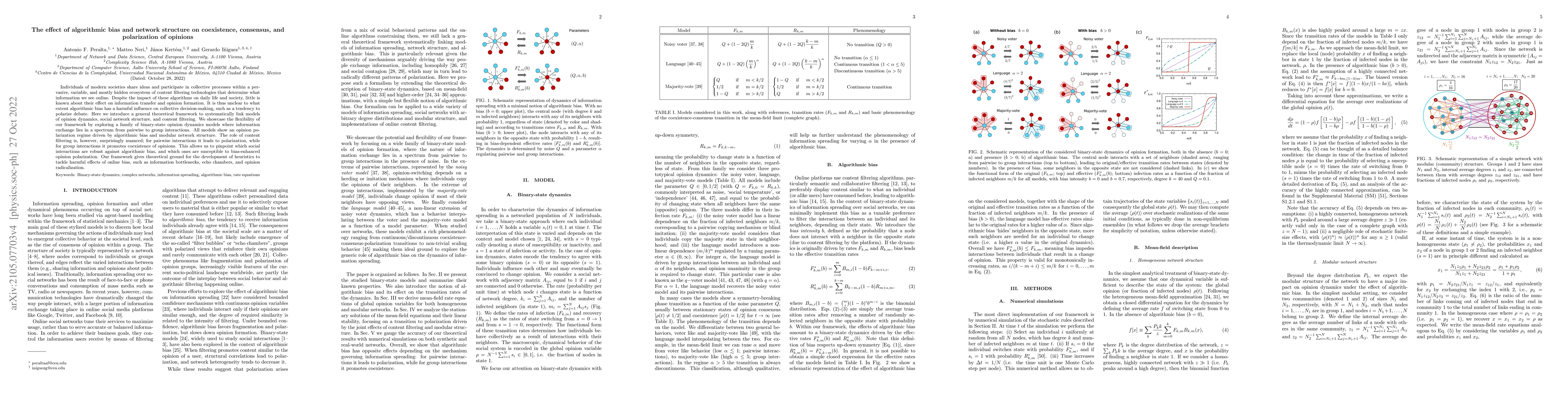 Thumbnail for The effect of algorithmic bias and network structure on coexistence,
  consensus, and polarization of opinions
