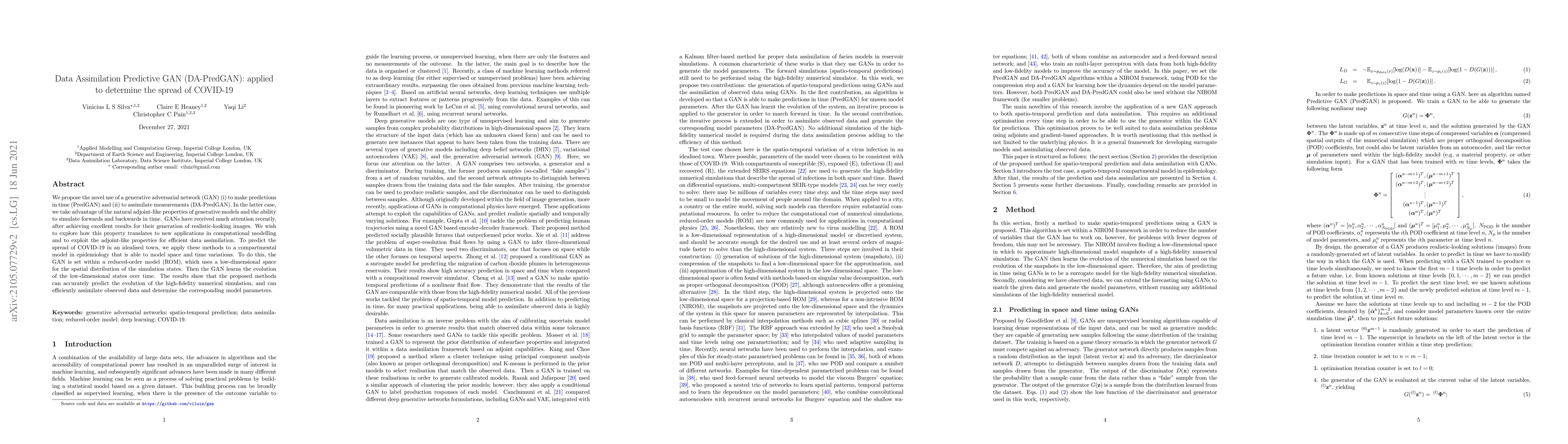 Thumbnail for Data Assimilation Predictive GAN (DA-PredGAN): applied to determine the
  spread of COVID-19