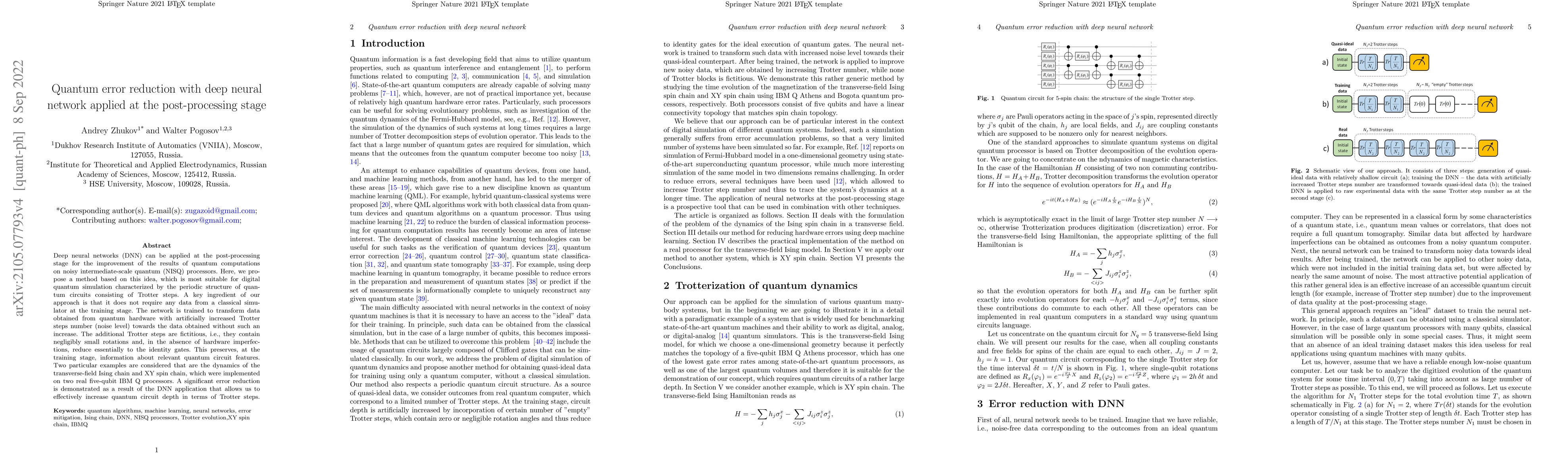 Thumbnail for Quantum error reduction with deep neural network applied at the
  post-processing stage