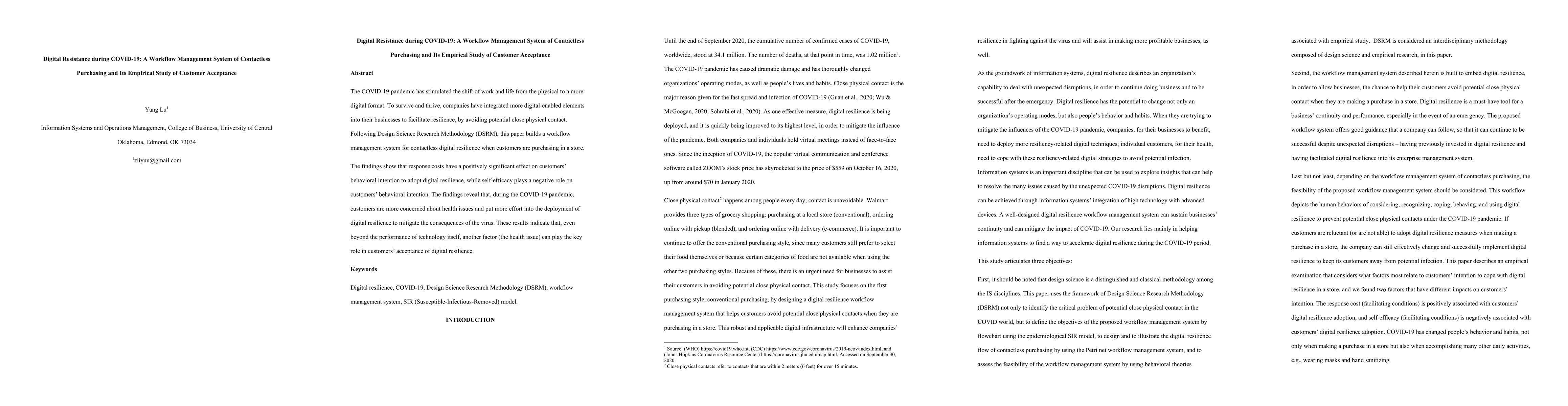 Thumbnail for Digital Resistance during COVID-19: A Workflow Management System of
  Contactless Purchasing and Its Empirical Study of Customer Acceptance