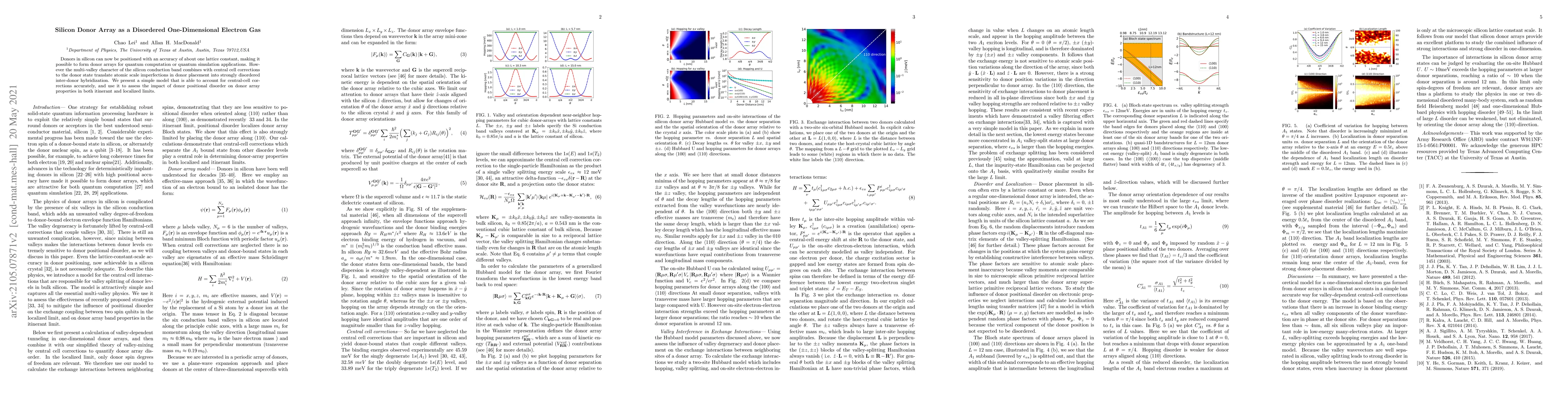 Thumbnail for Silicon Donor Array as a Disordered One-Dimensional Electron Gas