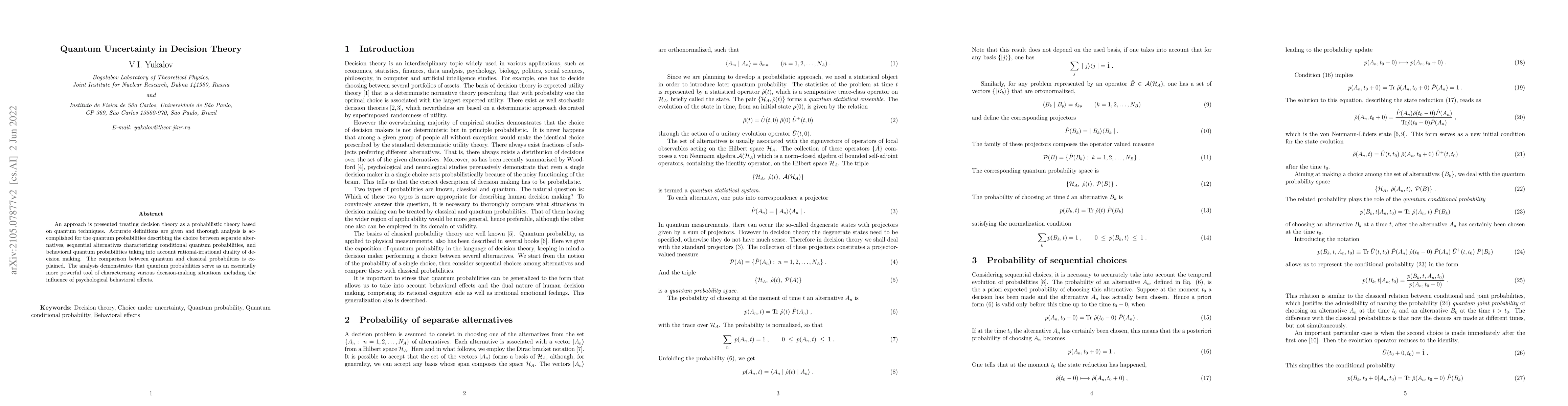 Thumbnail for Quantum Uncertainty in Decision Theory