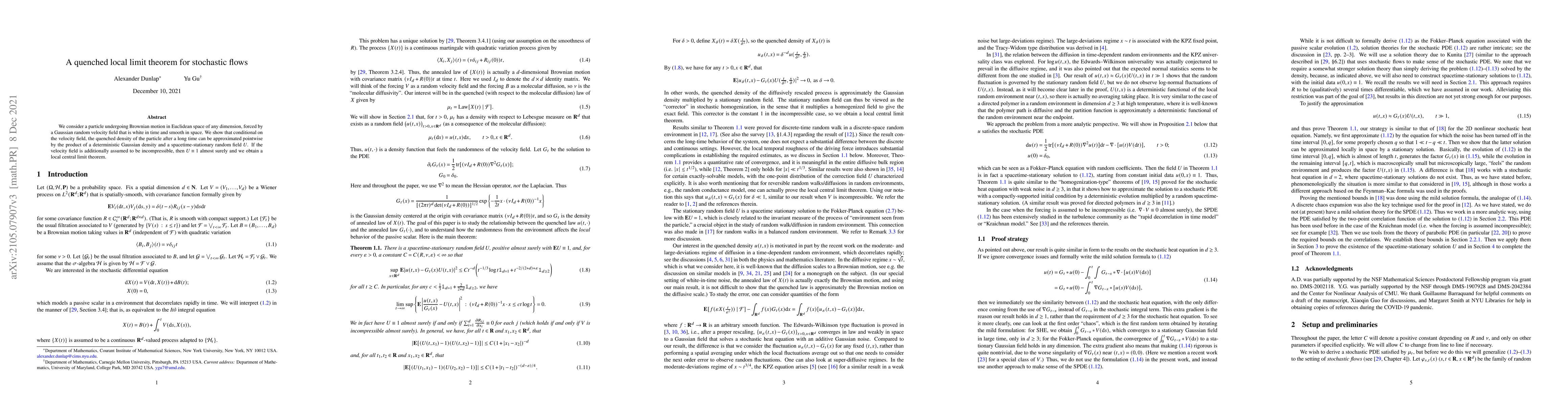 Thumbnail for A quenched local limit theorem for stochastic flows
