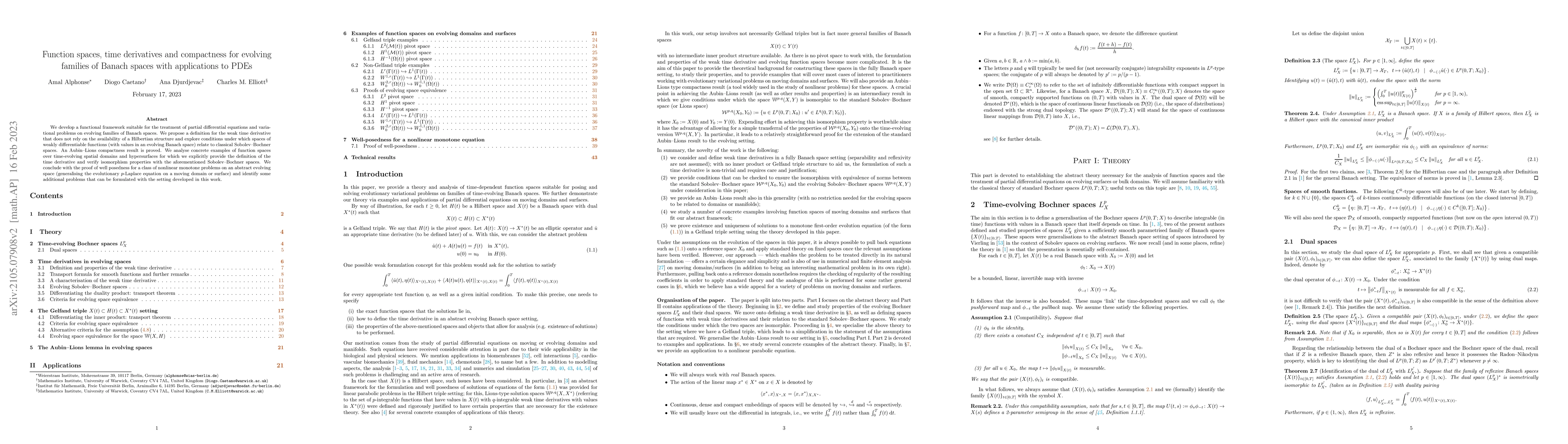 Thumbnail for Function spaces, time derivatives and compactness for evolving families
  of Banach spaces with applications to PDEs