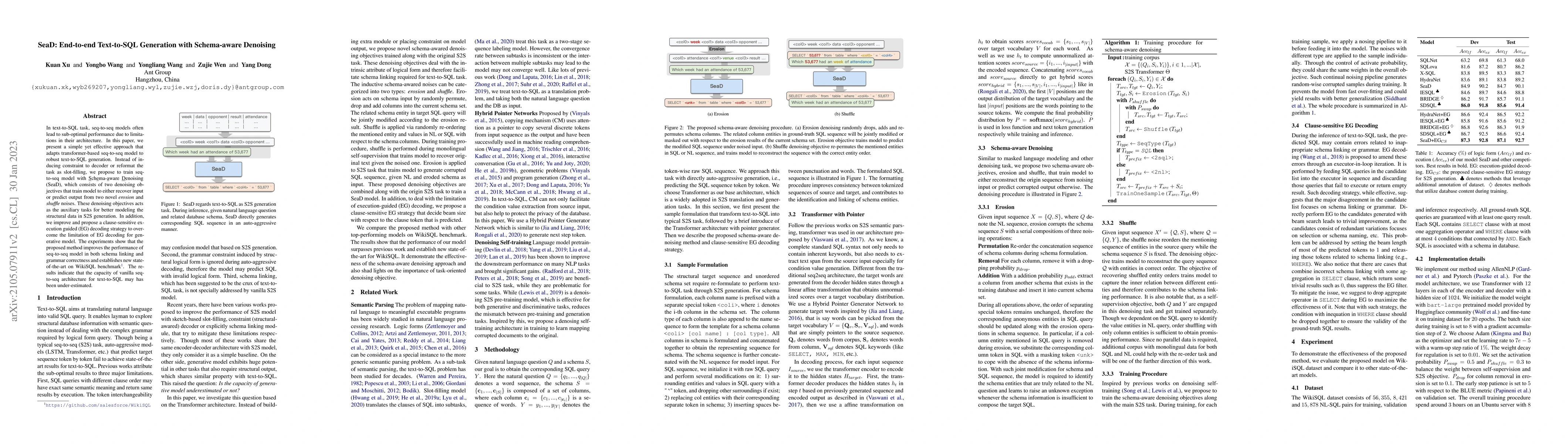 Thumbnail for SeaD: End-to-end Text-to-SQL Generation with Schema-aware Denoising