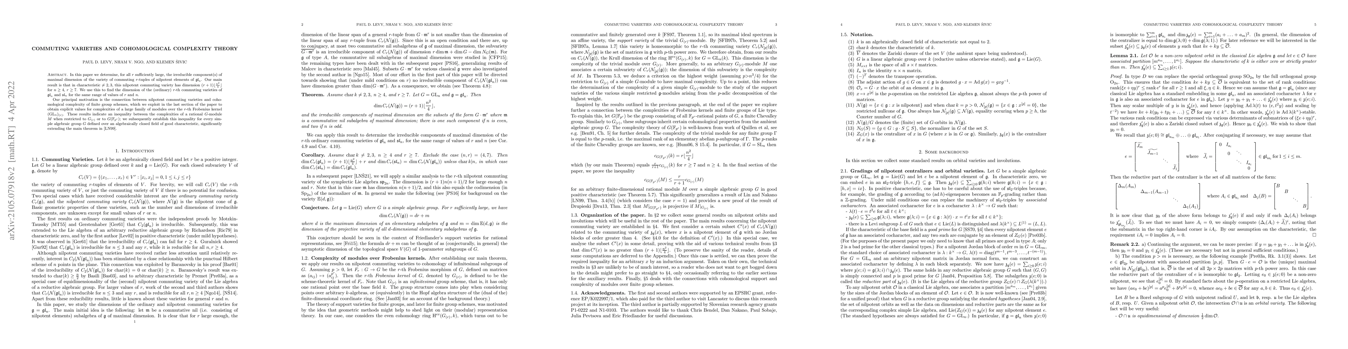 Thumbnail for Commuting Varieties and Cohomological Complexity