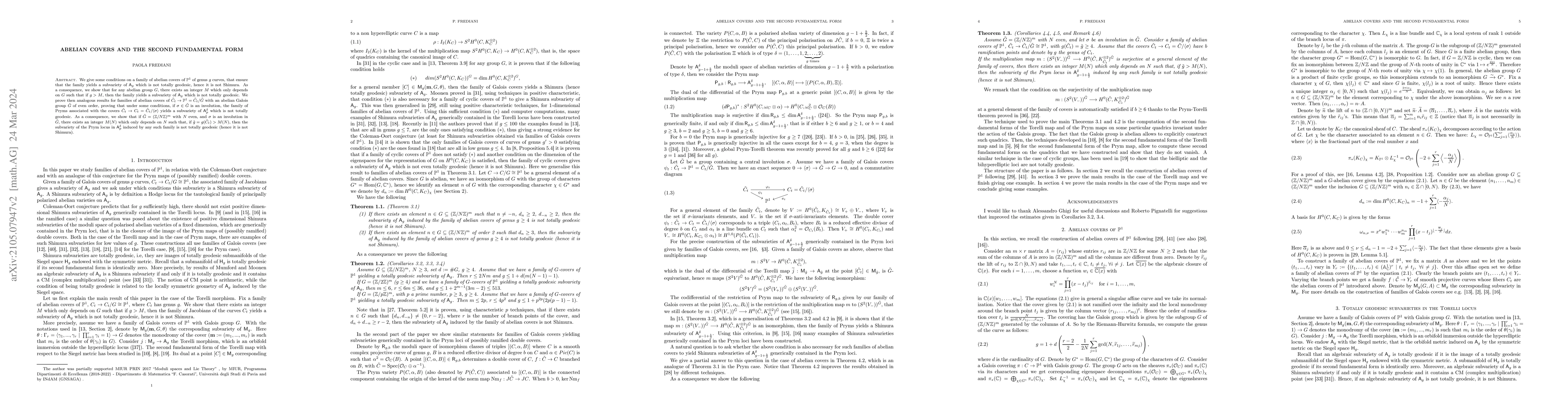 Thumbnail for Abelian covers and second fundamental form