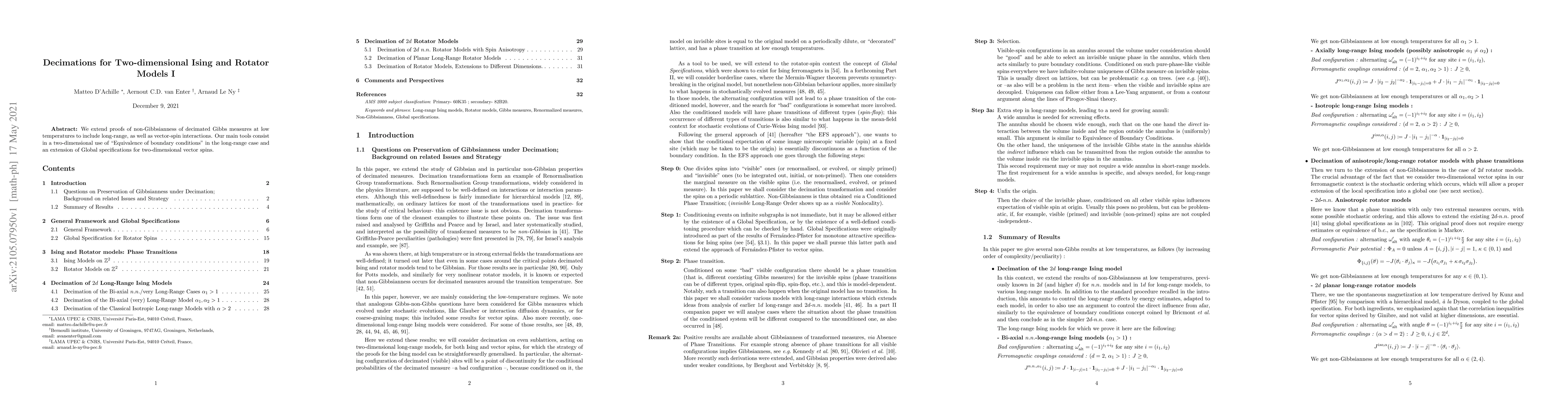 Thumbnail for Decimations for Two-dimensional Ising and Rotator Models I