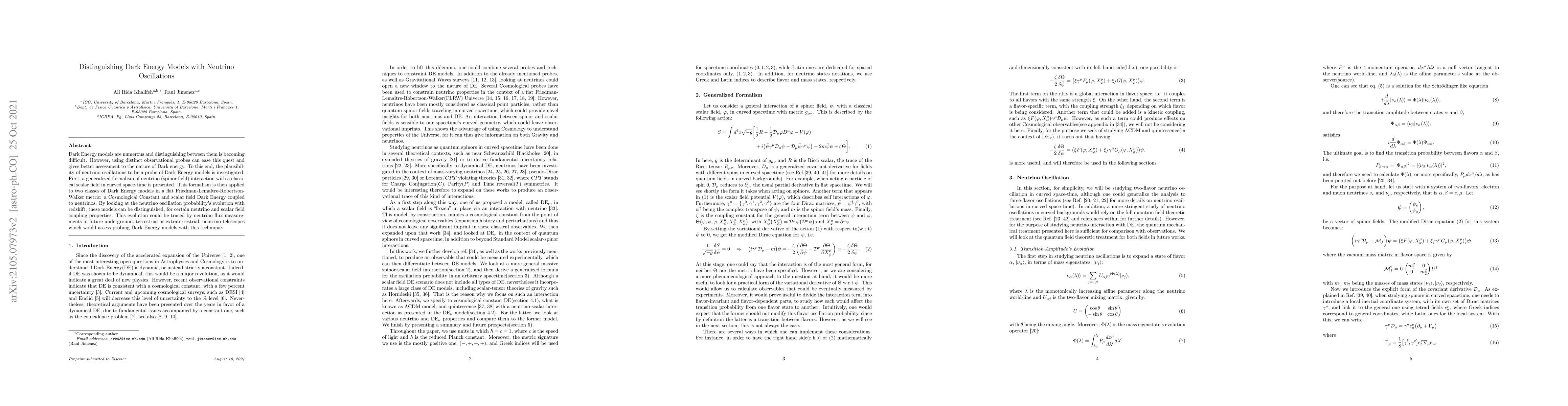 Thumbnail for Distinguishing Dark Energy Models with Neutrino Oscillations