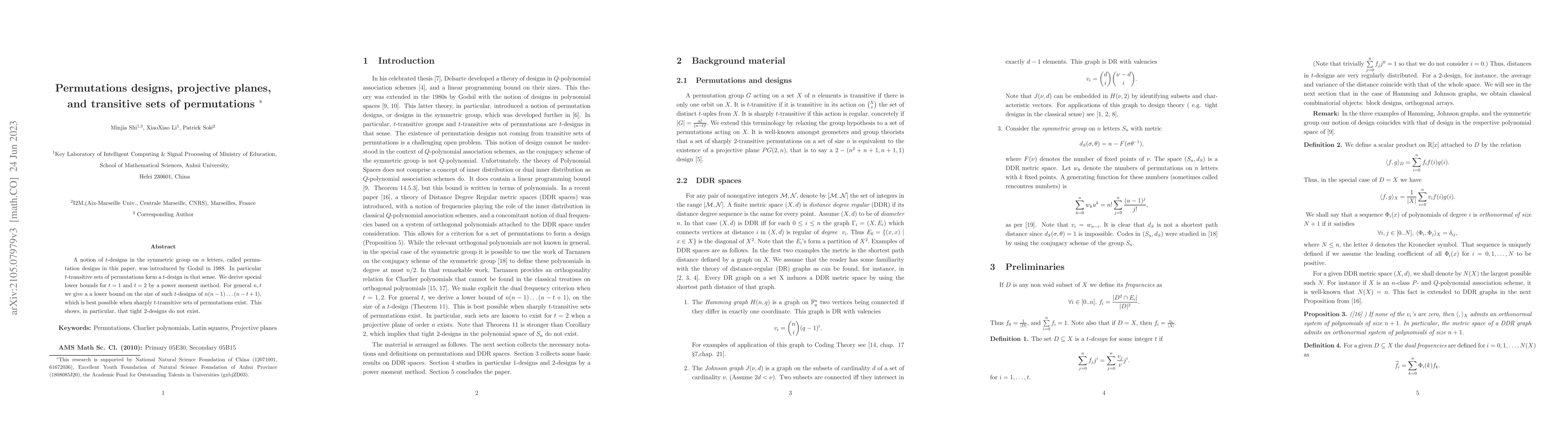 Thumbnail for Designs, permutations, and transitive groups