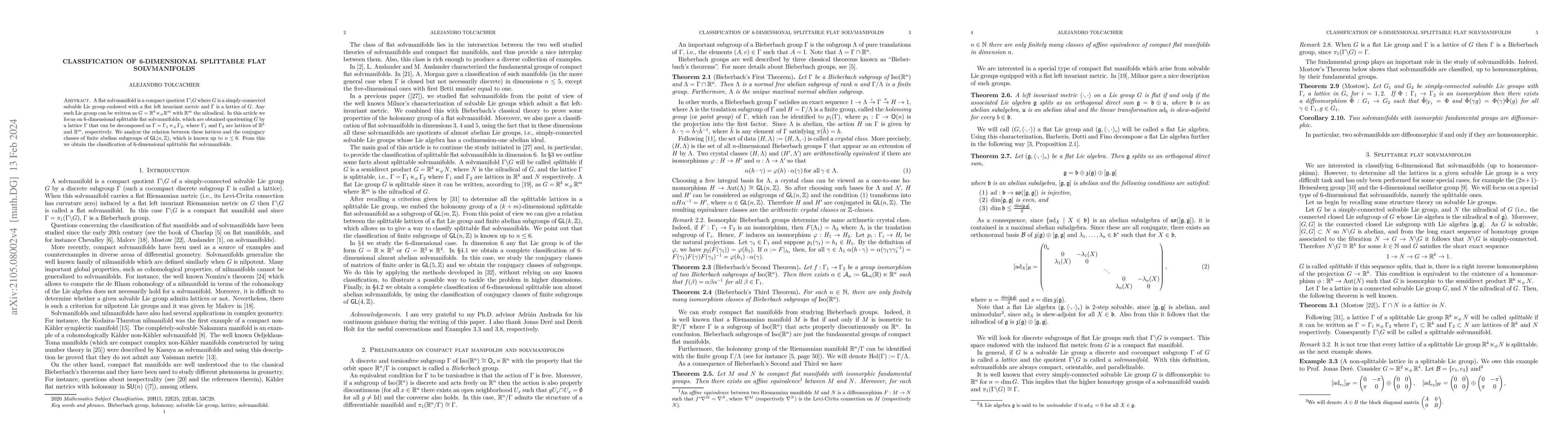 Thumbnail for Classification of 6-dimensional splittable flat solvmanifolds