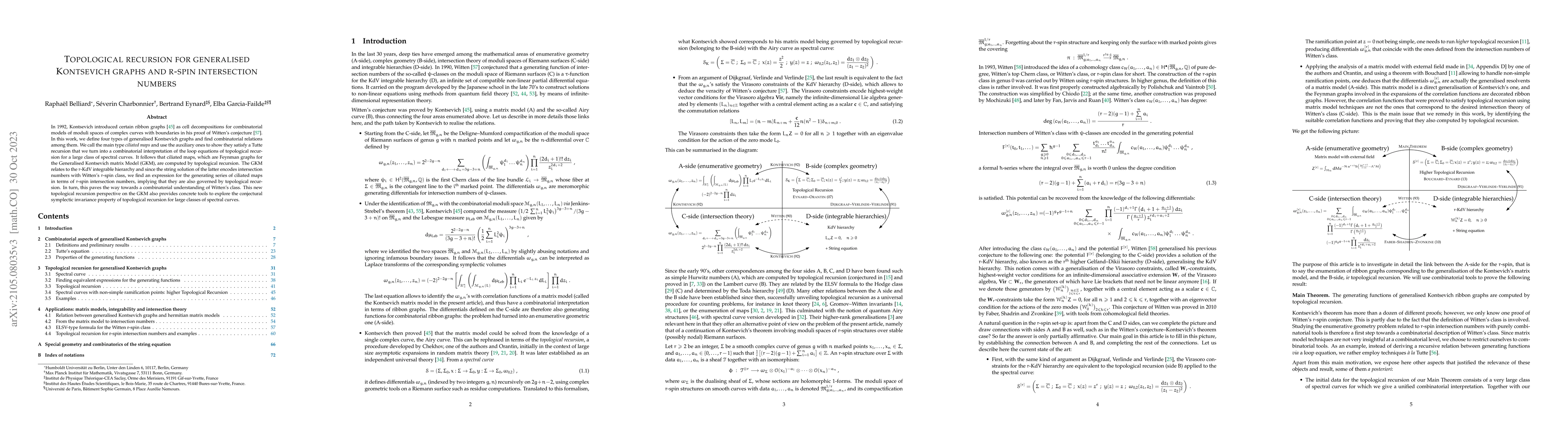 Thumbnail for Topological recursion for generalised Kontsevich graphs and r-spin
  intersection numbers