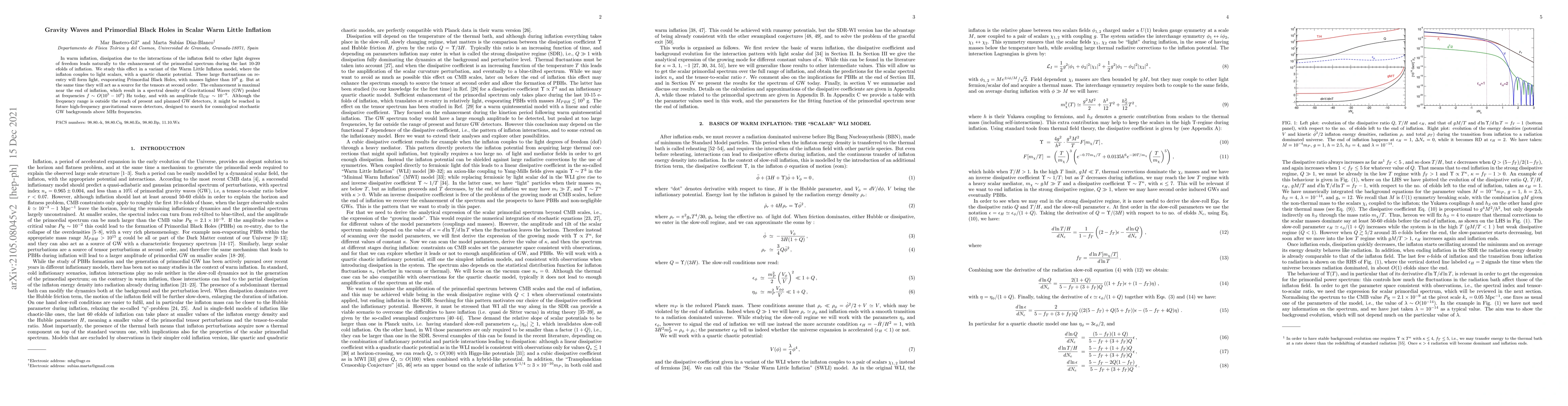 Thumbnail for Gravity Waves and Primordial Black Holes in Scalar Warm Little Inflation