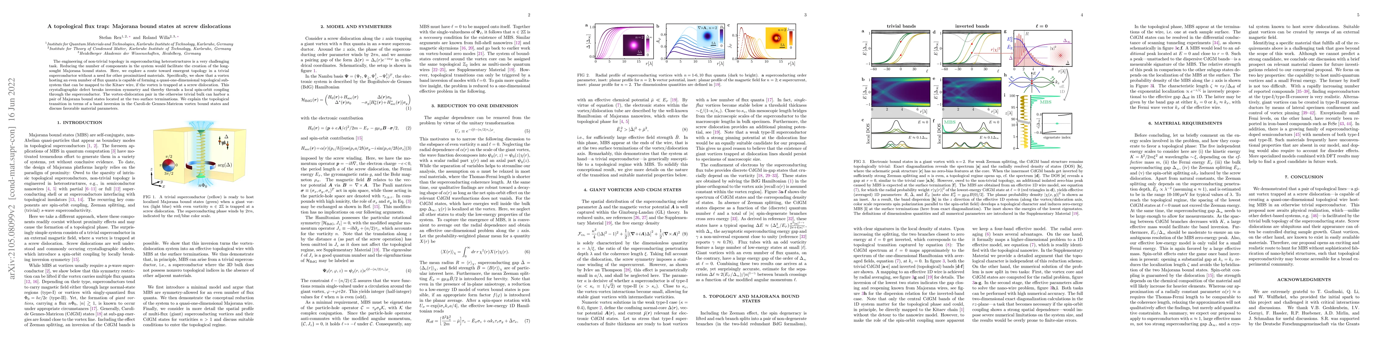 Thumbnail for A topological flux trap: Majorana bound states at screw dislocations