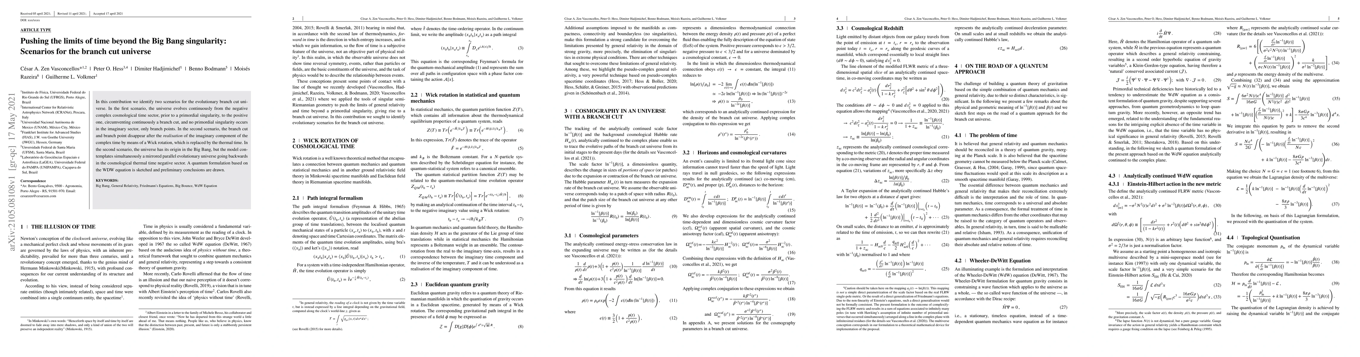 Thumbnail for Pushing the limits of time beyond the Big Bang singularity: Scenarios
  for the branch cut universe