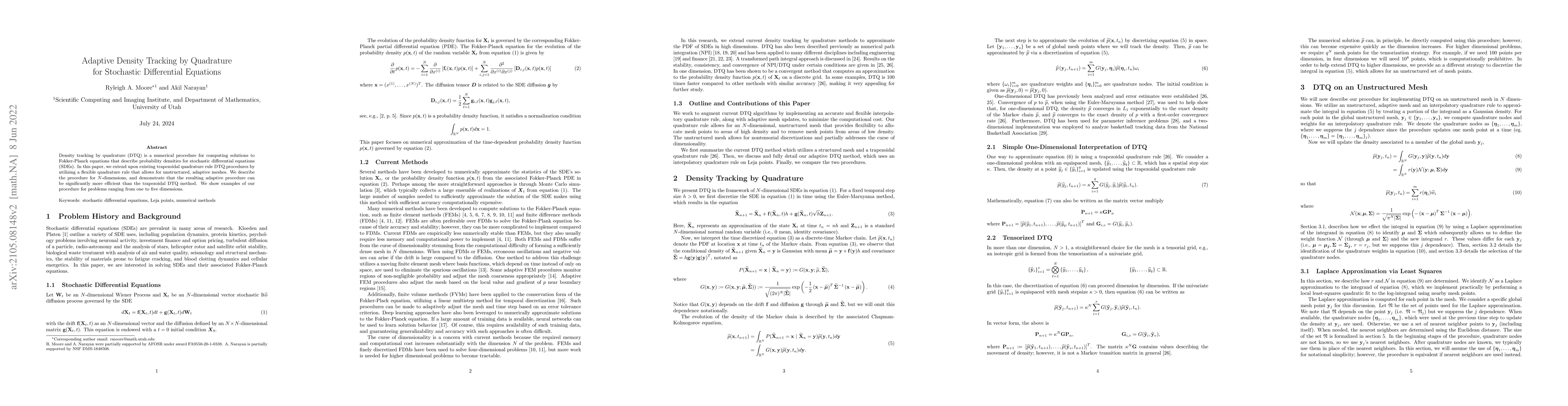 Thumbnail for Adaptive Density Tracking by Quadrature for Stochastic Differential
  Equations