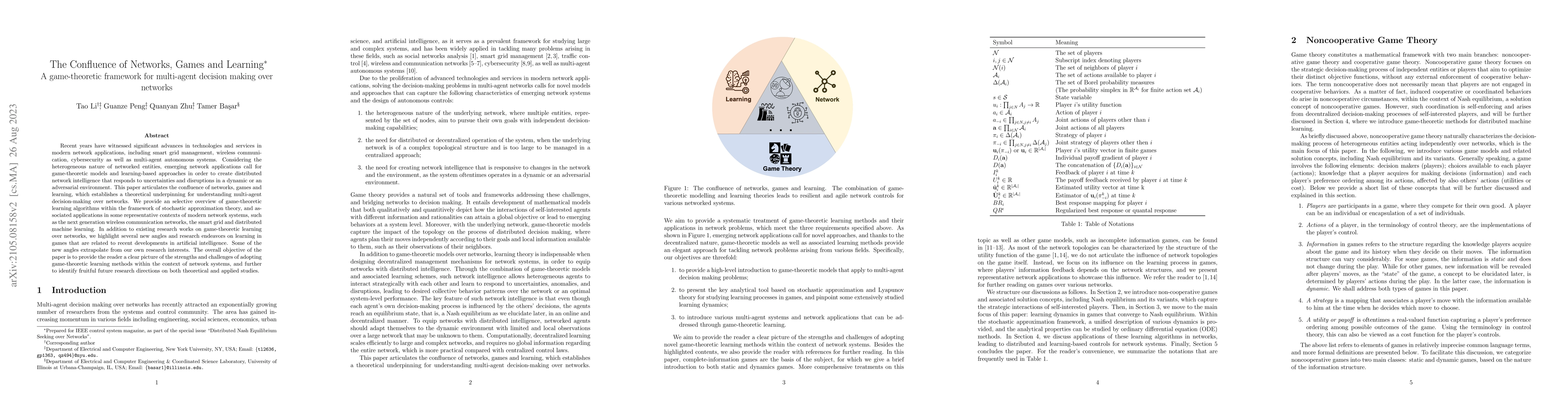 Thumbnail for The Confluence of Networks, Games and Learning