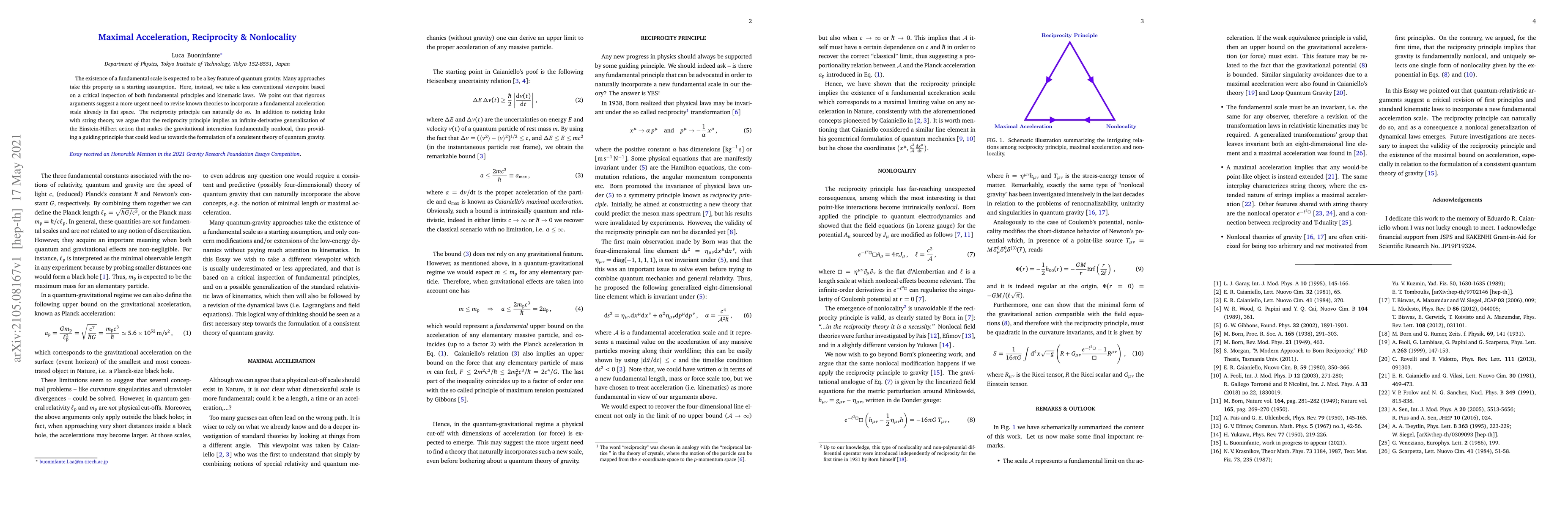 Thumbnail for Maximal Acceleration, Reciprocity & Nonlocality