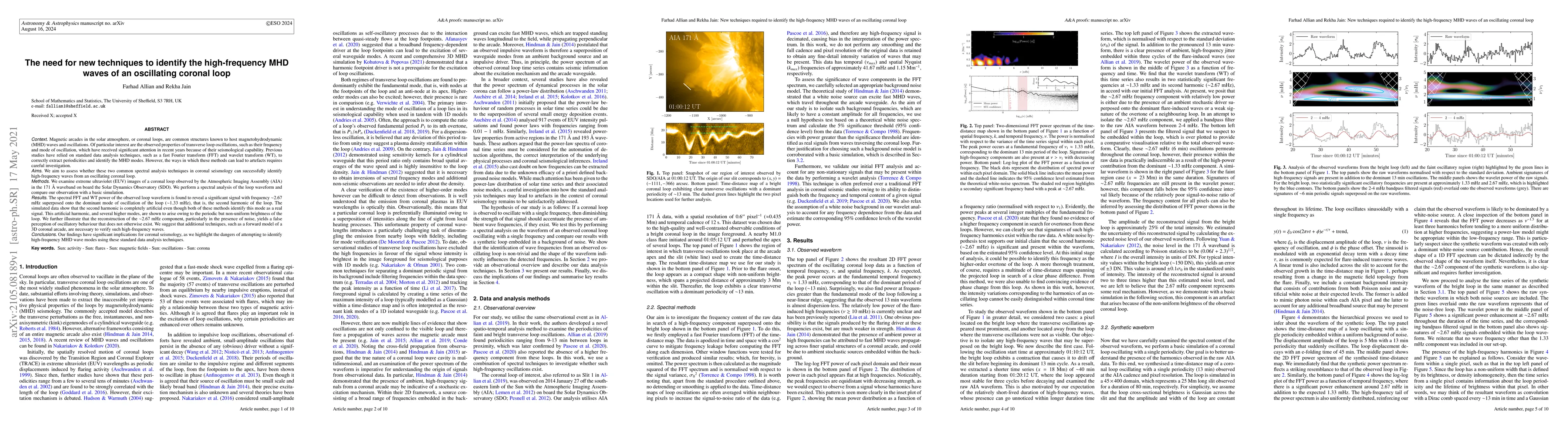 Thumbnail for The need for new techniques to identify the high-frequency MHD waves of
  an oscillating coronal loop