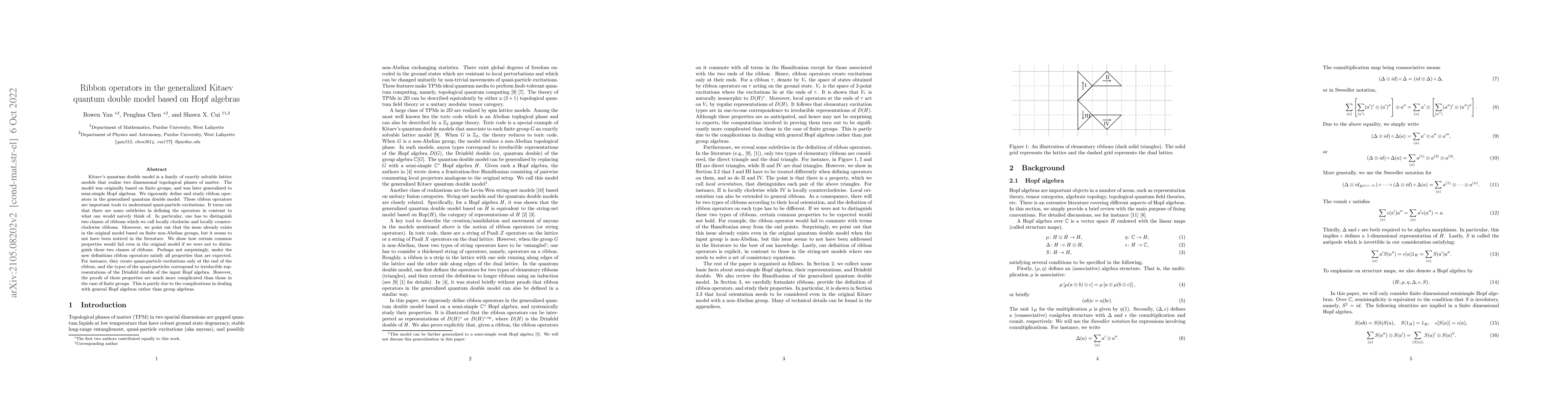 Thumbnail for Ribbon operators in the generalized Kitaev quantum double model based on
  Hopf algebras