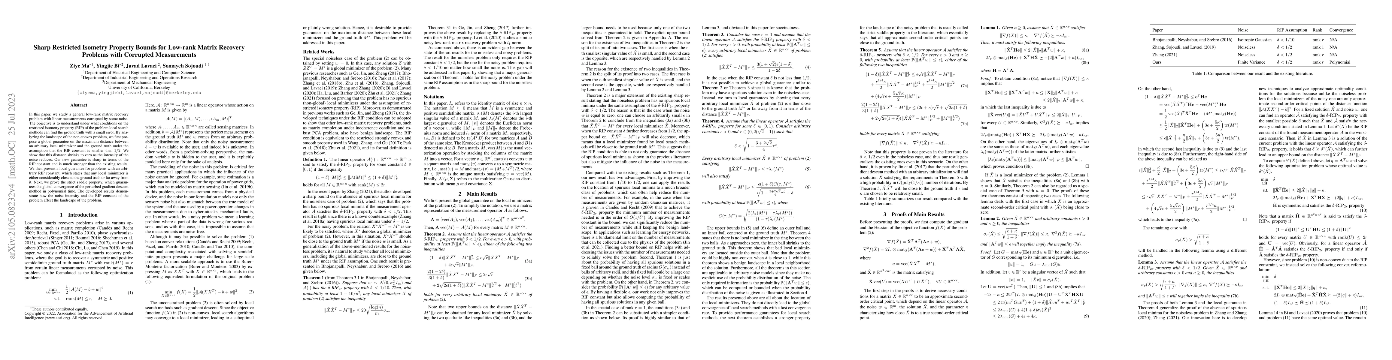 Thumbnail for Sharp Restricted Isometry Property Bounds for Low-rank Matrix Recovery
  Problems with Corrupted Measurements