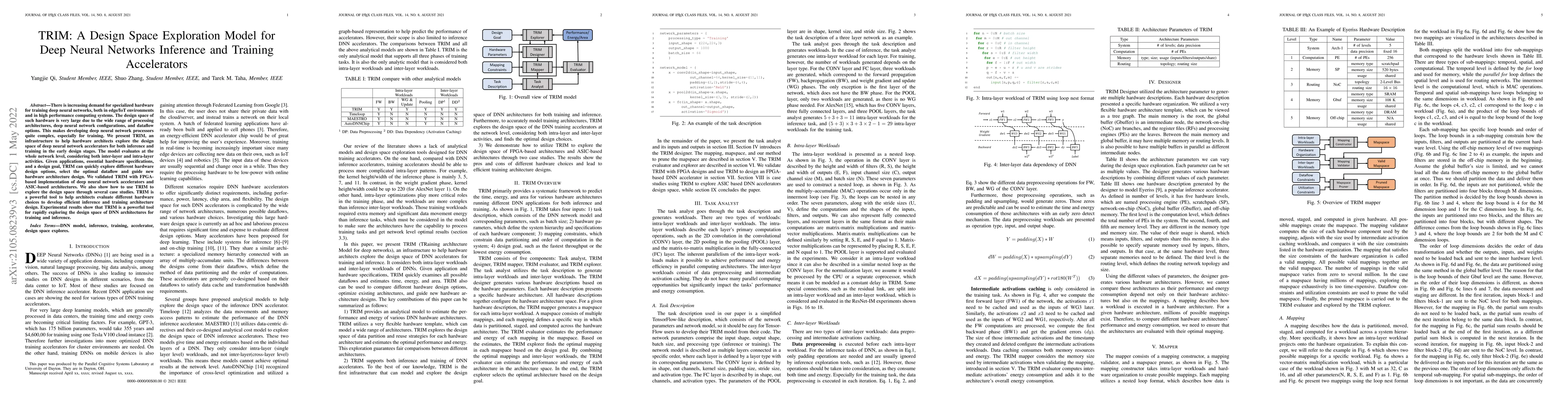 Thumbnail for TRIM: A Design Space Exploration Model for Deep Neural Networks
  Inference and Training Accelerators