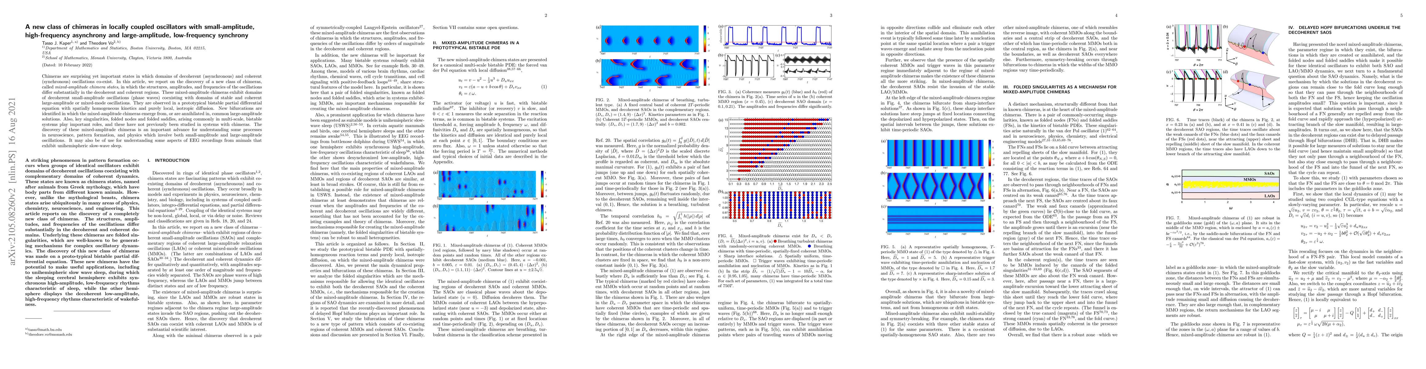 Thumbnail for A new class of chimeras in locally coupled oscillators with
  small-amplitude, high-frequency asynchrony and large-amplitude, low-frequency
  synchrony