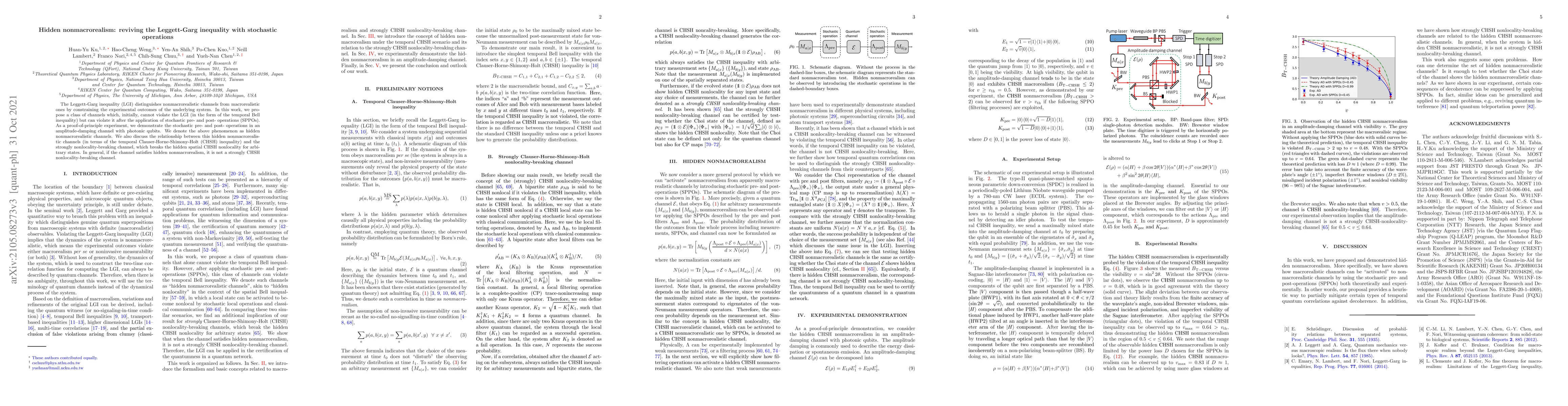 Thumbnail for Hidden nonmacrorealism: reviving the Leggett-Garg inequality with
  stochastic operations
