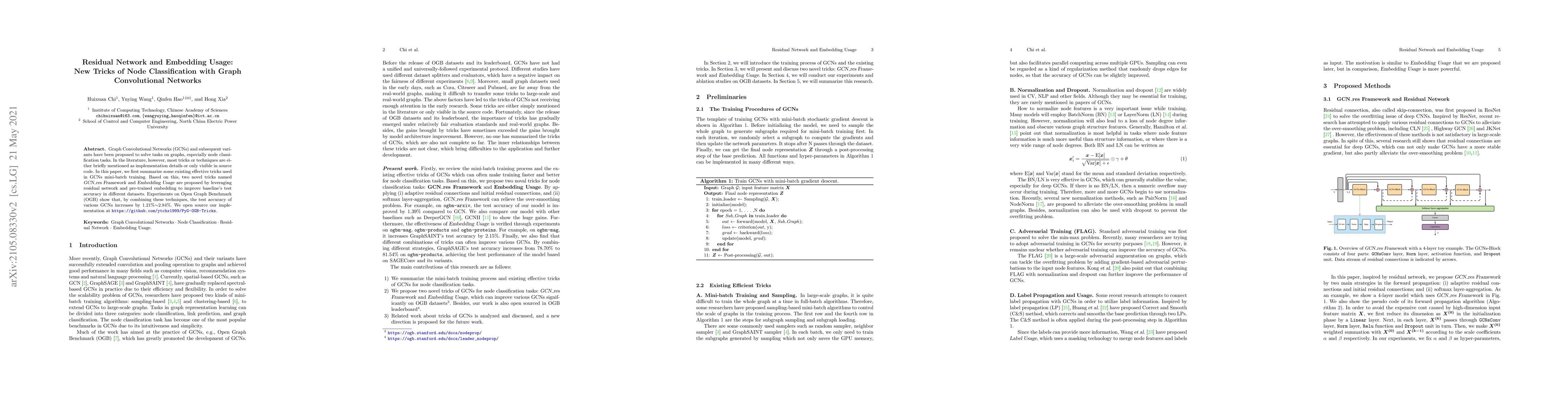 Thumbnail for Residual Network and Embedding Usage: New Tricks of Node Classification
  with Graph Convolutional Networks