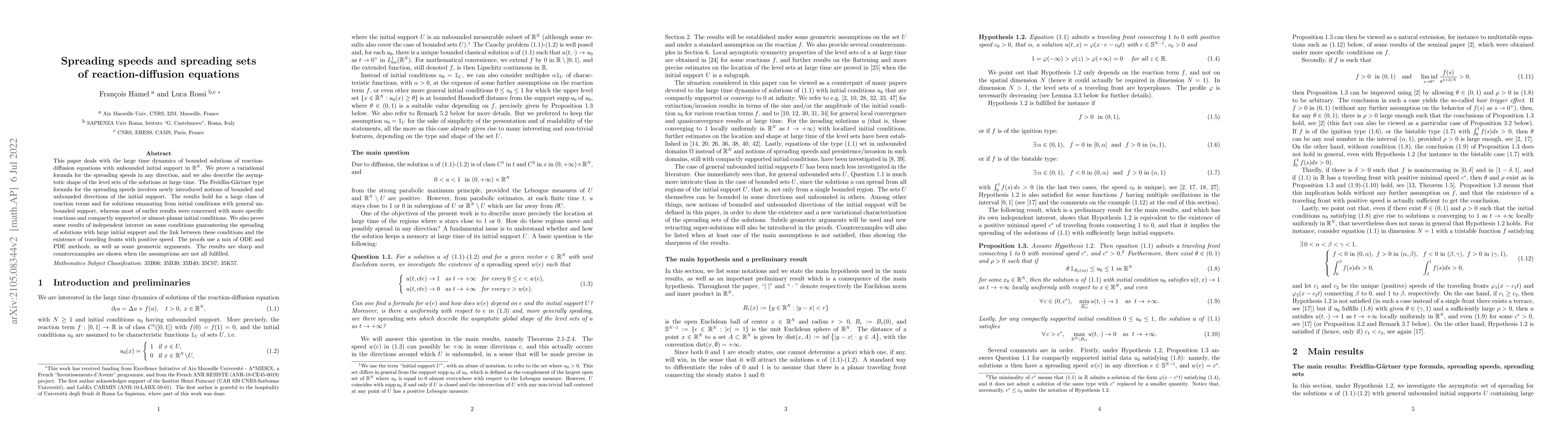 Thumbnail for Spreading speeds and spreading sets of reaction-diffusion equations
