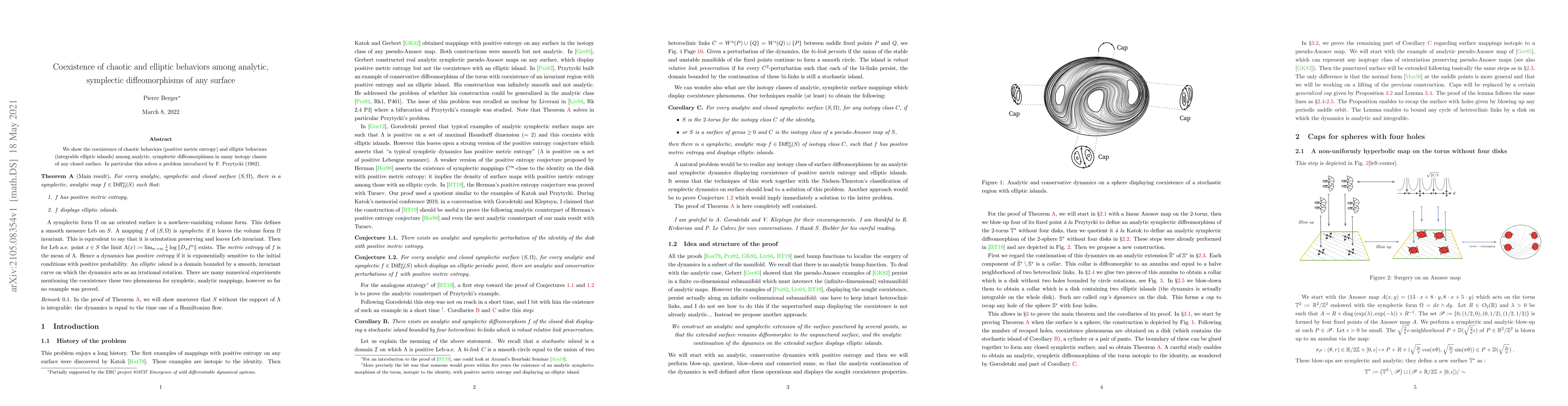 Thumbnail for Coexistence of chaotic and elliptic behaviors among analytic, symplectic
  diffeomorphisms of any surface
