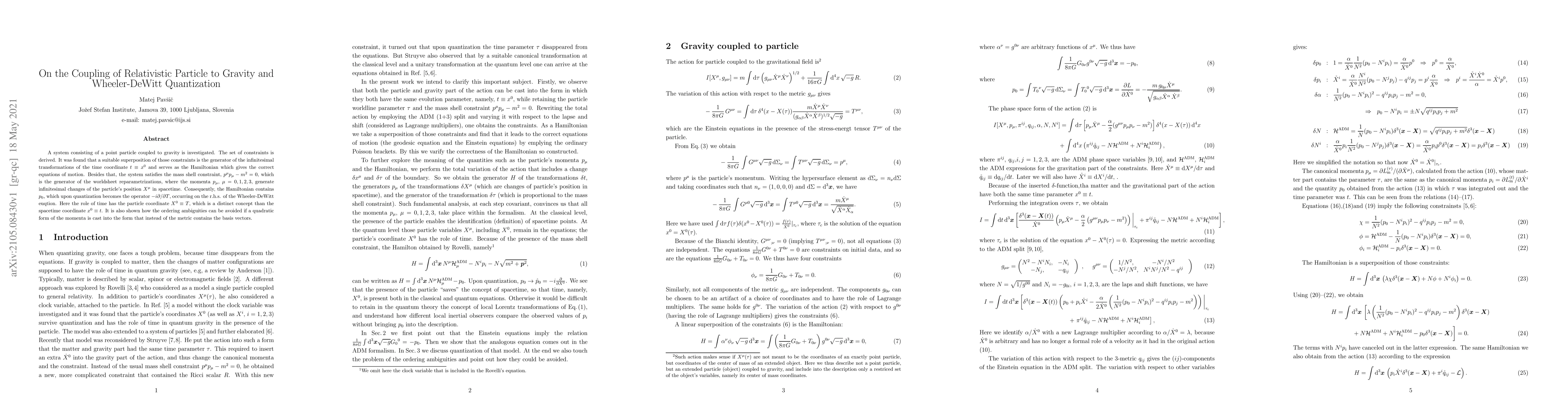 Thumbnail for On the Coupling of Relativistic Particle to Gravity and Wheeler-DeWitt
  Quantization