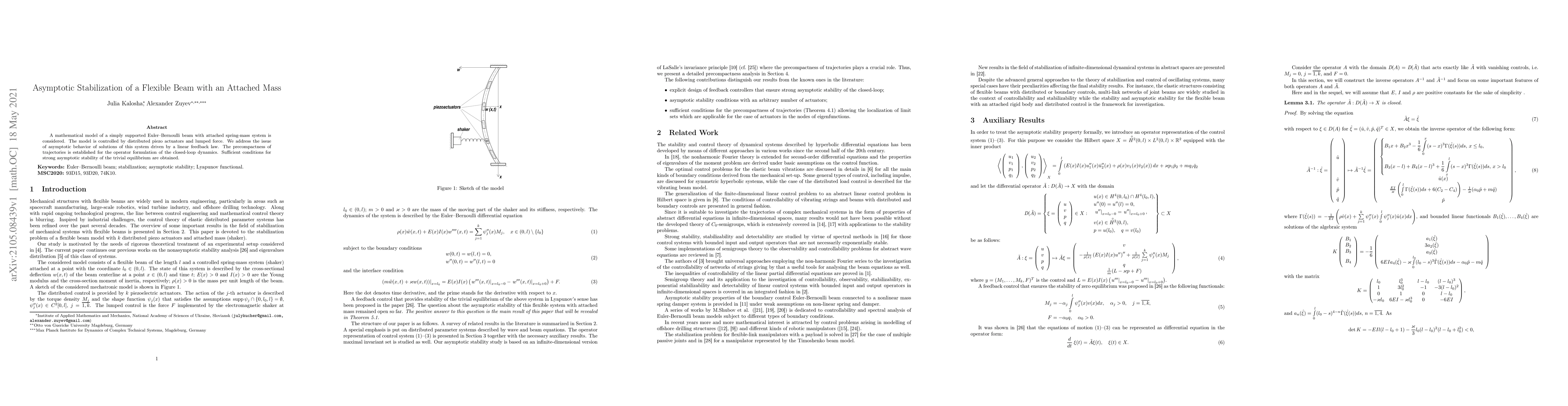 Thumbnail for Asymptotic Stabilization of a Flexible Beam with an Attached Mass