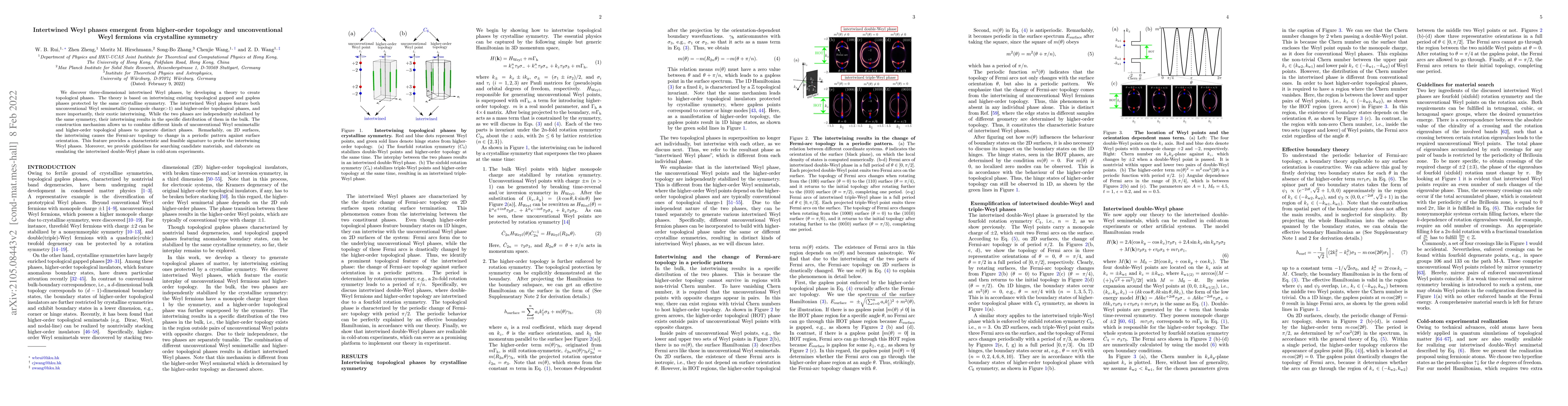 Thumbnail for Intertwined Weyl phases emergent from higher-order topology and
  unconventional Weyl fermions via crystalline symmetry