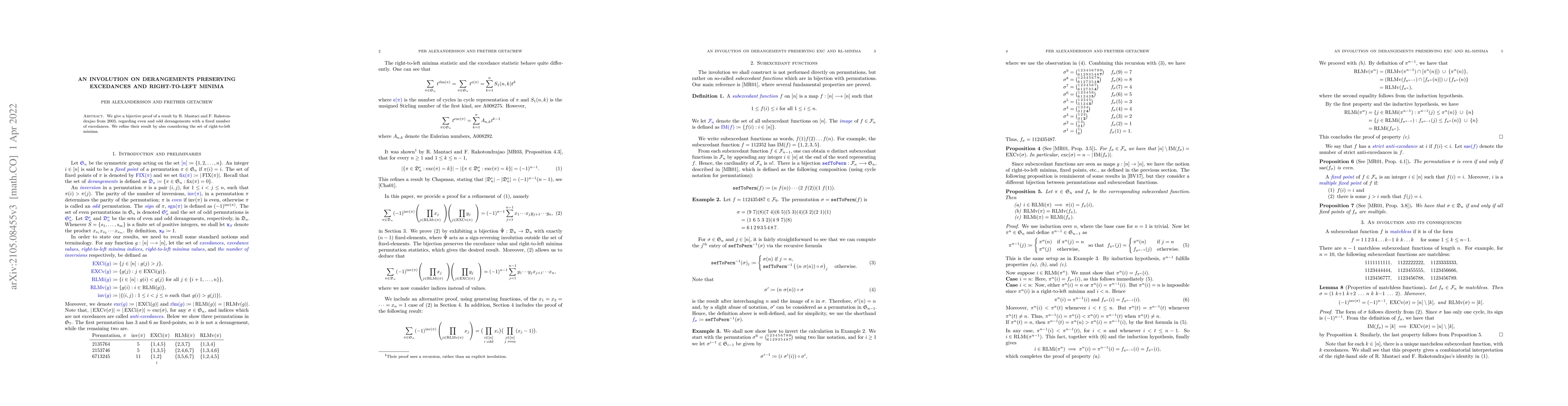 Thumbnail for An involution on derangements preserving excedances and right-to-left
  minima