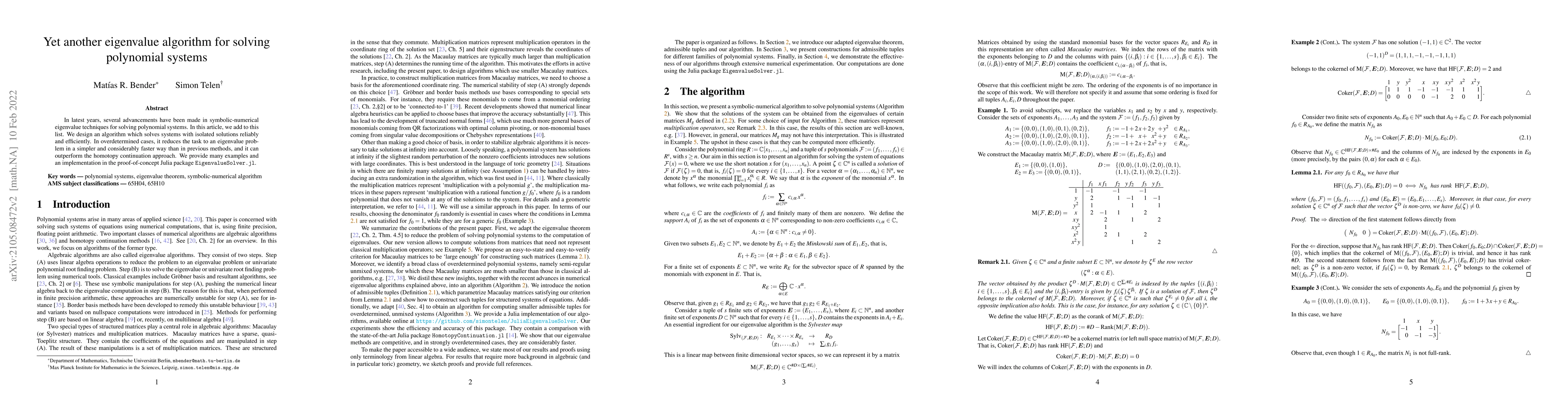Thumbnail for Yet another eigenvalue algorithm for solving polynomial systems
