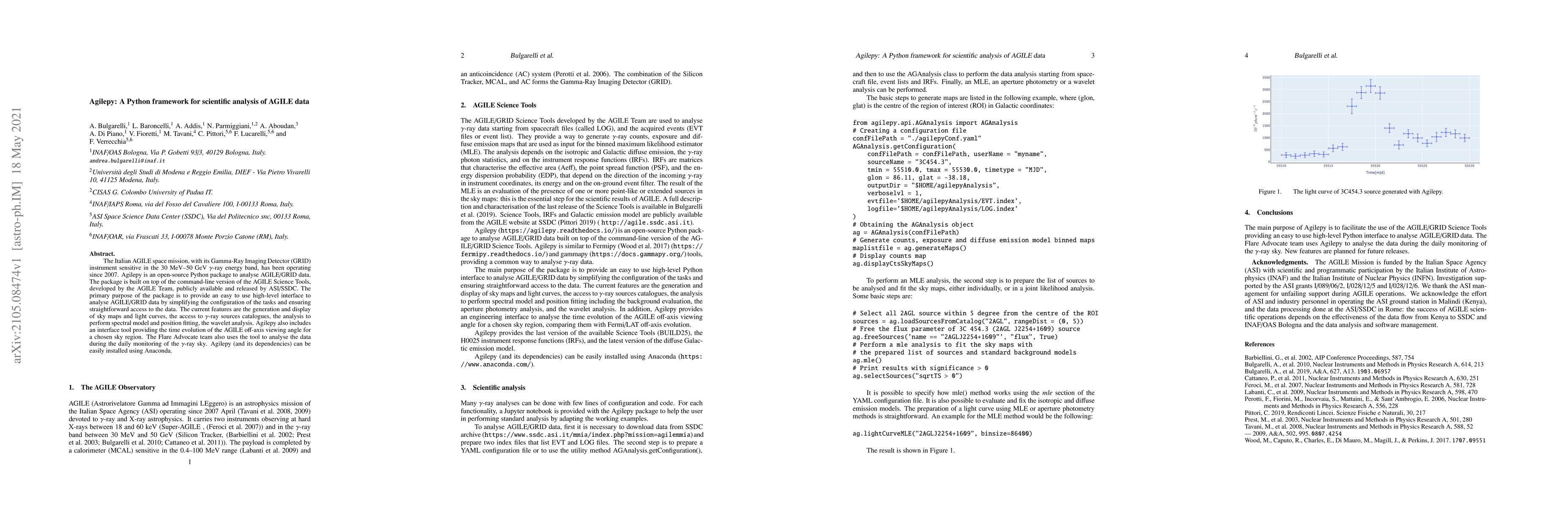 Thumbnail for Agilepy: A Python framework for scientific analysis of AGILE data