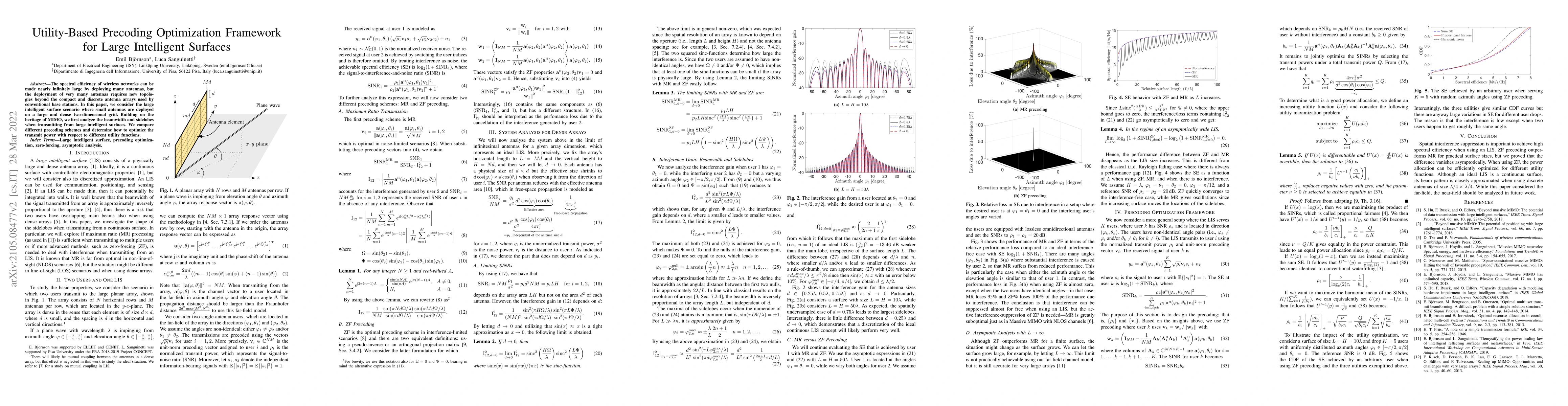 Thumbnail for Utility-Based Precoding Optimization Framework for Large Intelligent
  Surfaces