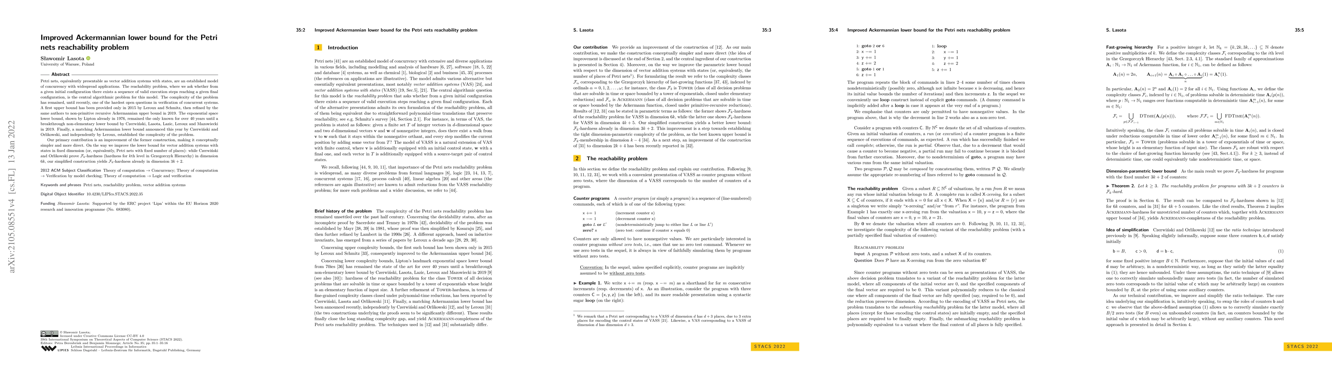 Thumbnail for Improved Ackermannian lower bound for the Petri nets reachability
  problem