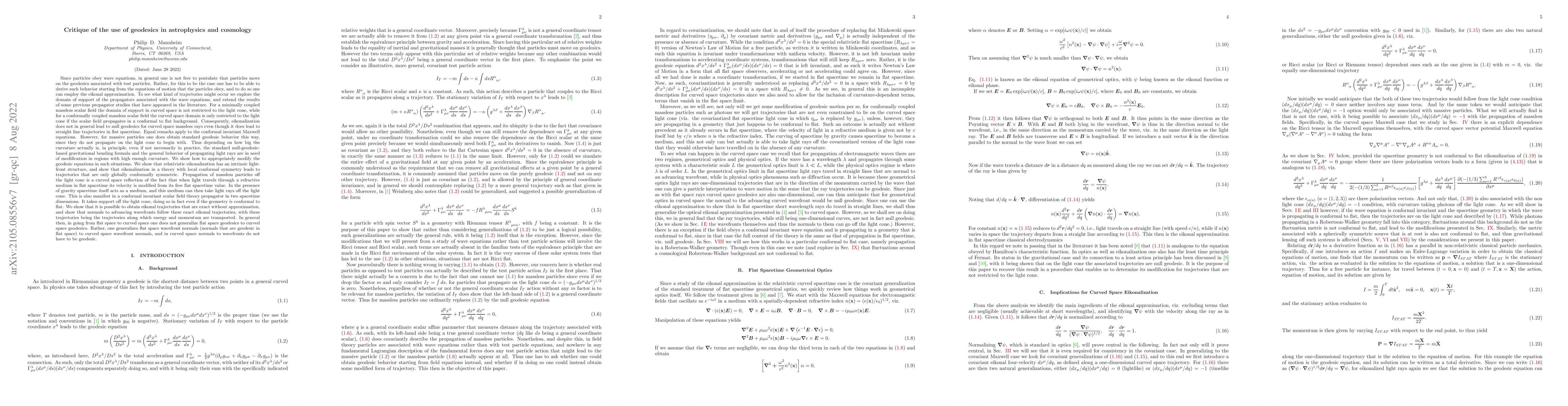 Thumbnail for Critique of the use of geodesics in astrophysics and cosmology