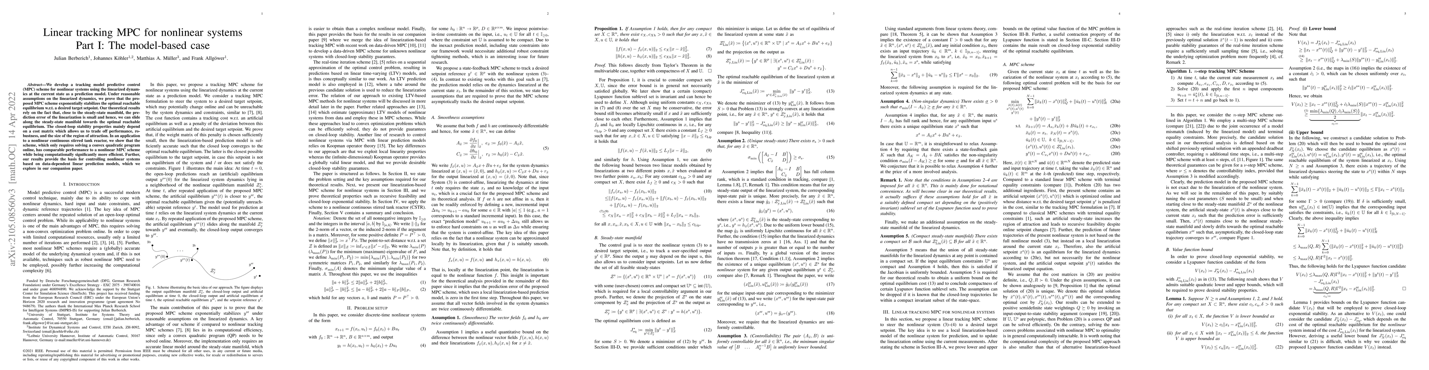 Thumbnail for Linear tracking MPC for nonlinear systems Part I: The model-based case