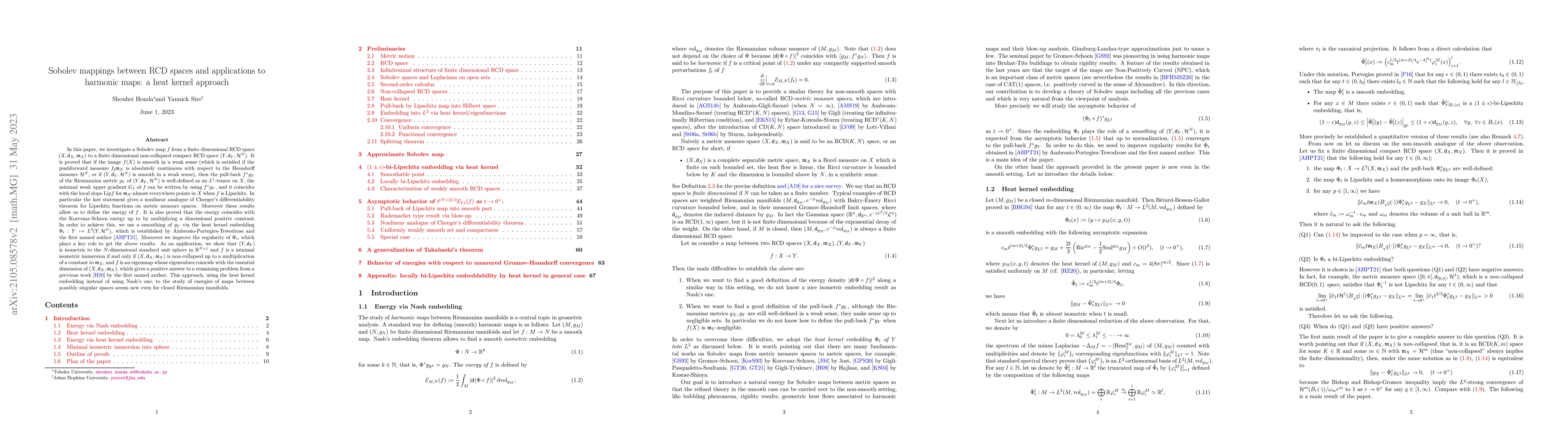 Thumbnail for Sobolev mappings between RCD spaces and applications to harmonic maps: a
  heat kernel approach